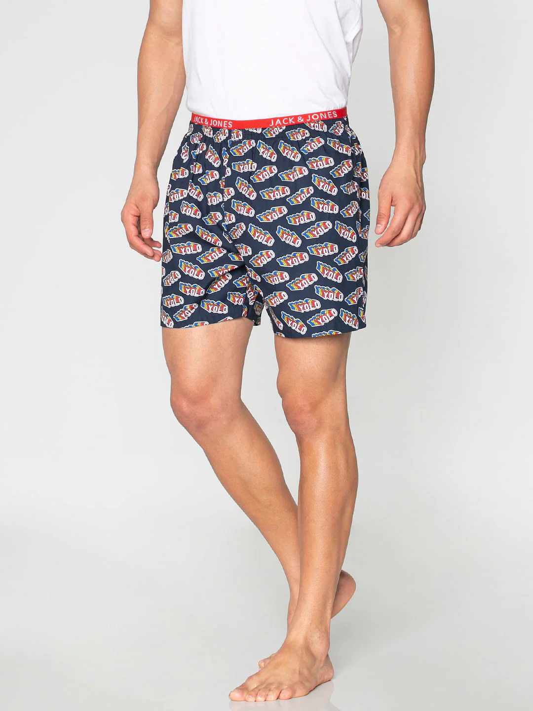 Navy Blue Yolo Text Print Boxers - Image 3