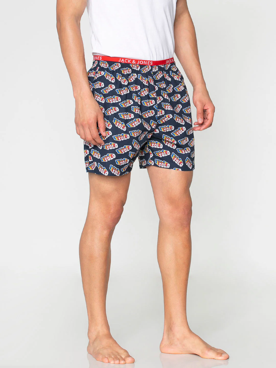 Navy Blue Yolo Text Print Boxers - Image 4