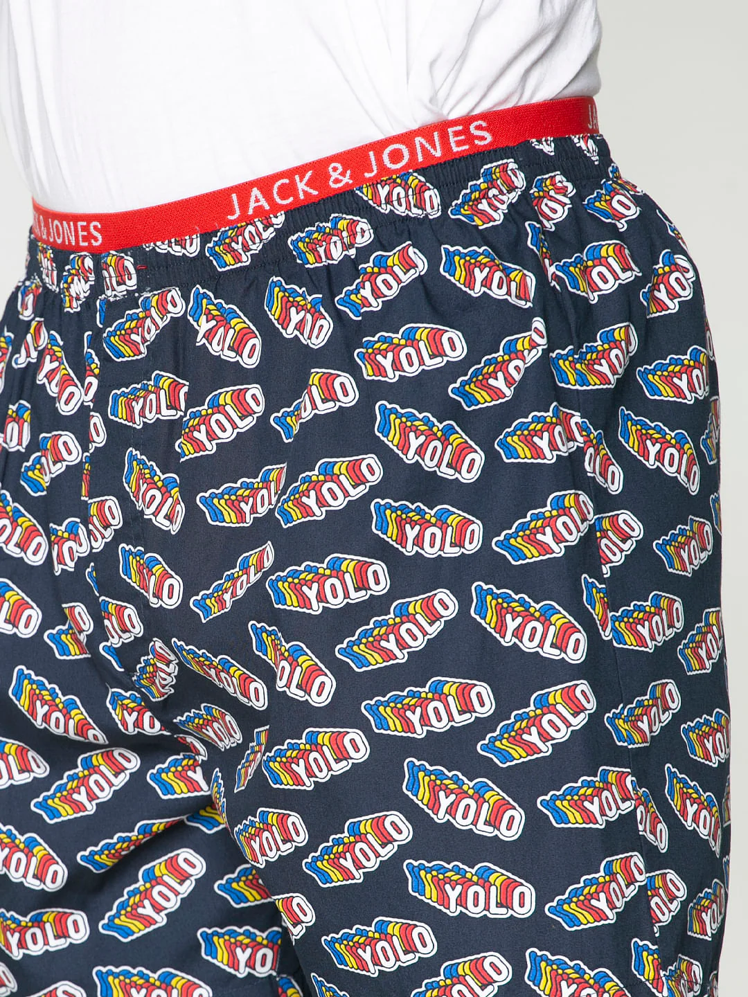 Navy Blue Yolo Text Print Boxers - Image 6