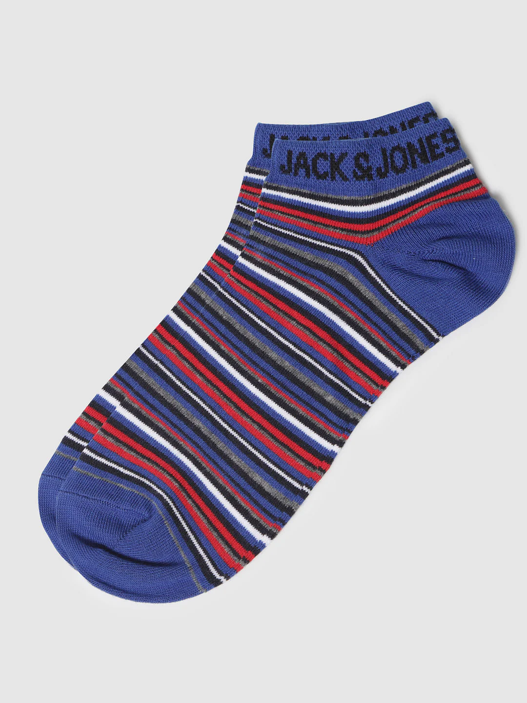 Blue Multicoloured Striped Ankle Length Socks