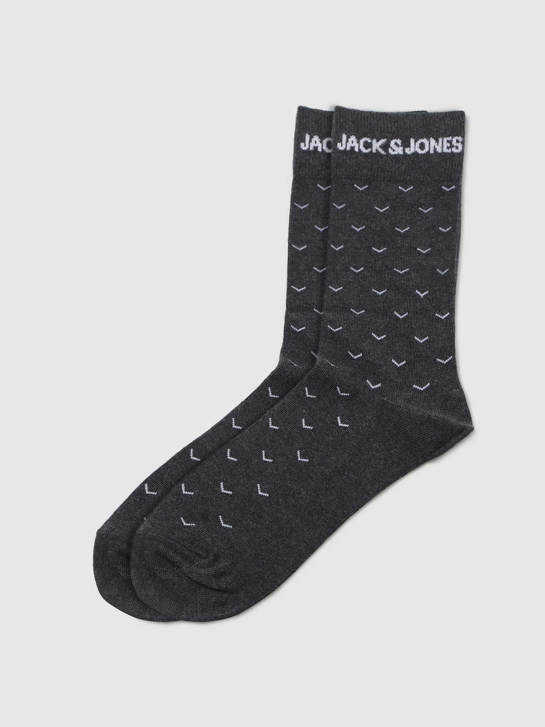Dark Grey Printed Mid Calf Length Socks