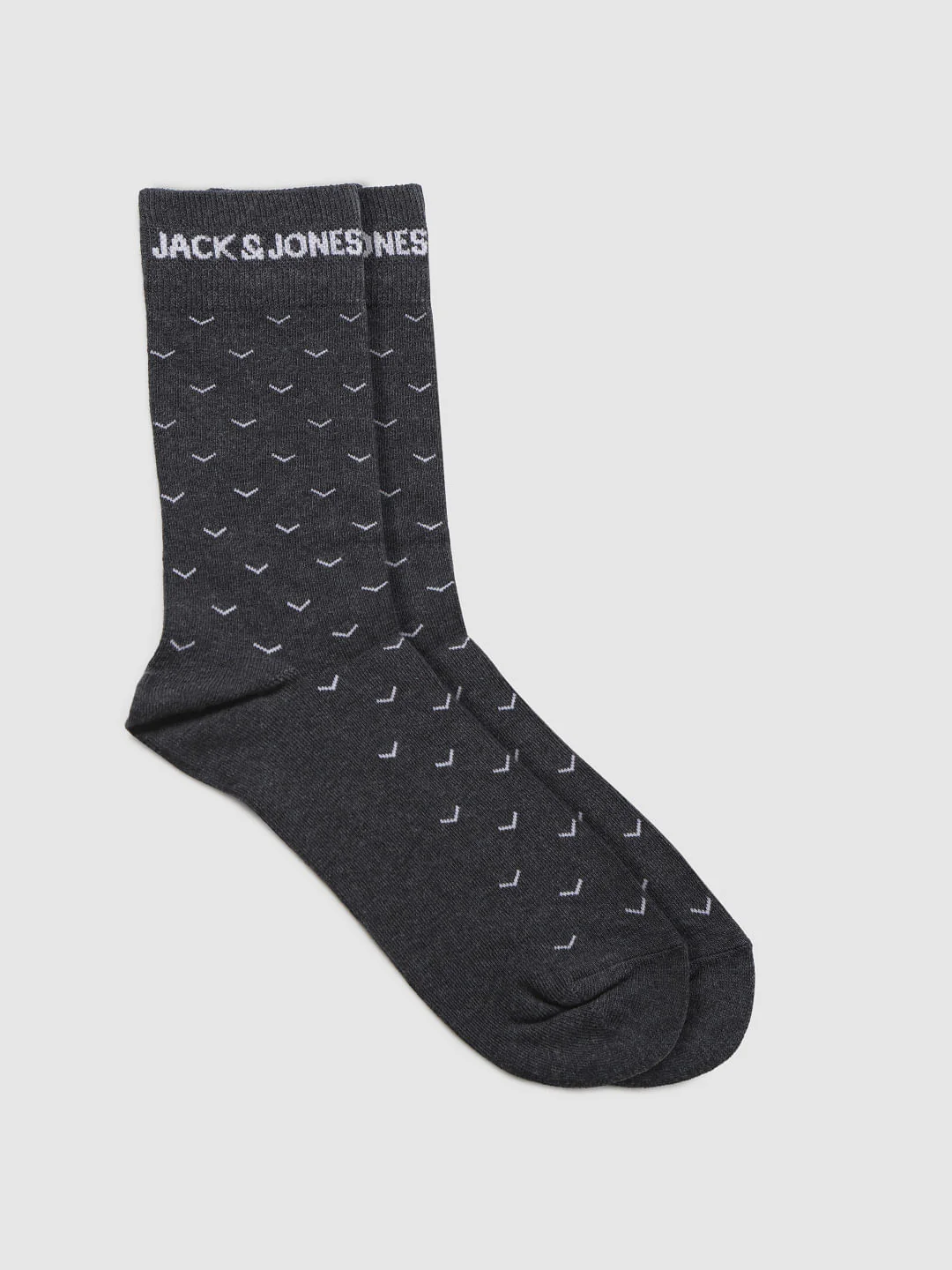 Dark Grey Printed Mid Calf Length Socks - Image 2