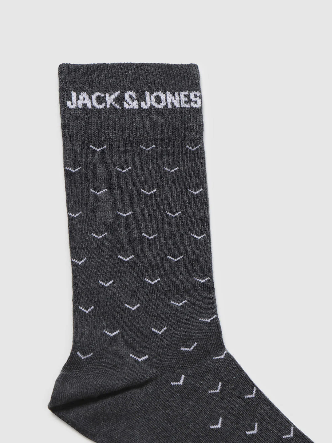 Dark Grey Printed Mid Calf Length Socks - Image 3
