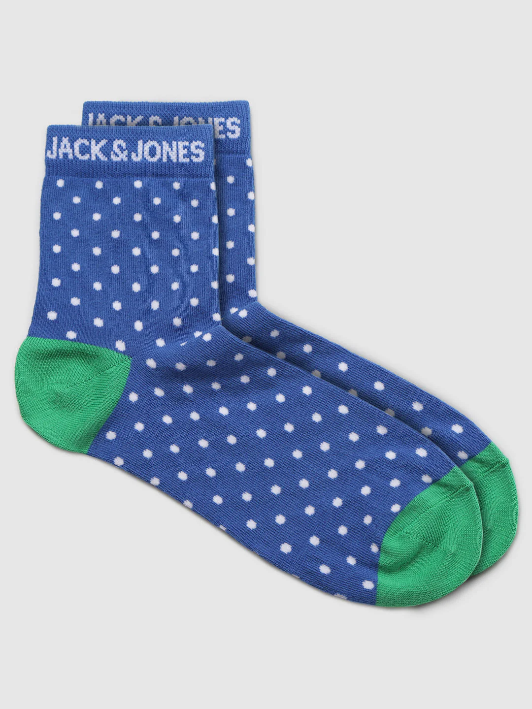 Blue All Over Polka Dot Print Mid Calf Length Socks - Image 2