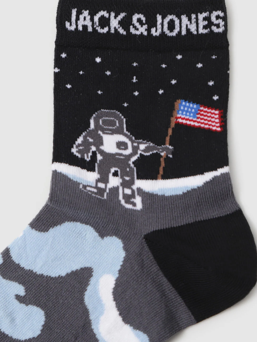 Black Astronaut Print Mid Calf Length Socks - Image 2
