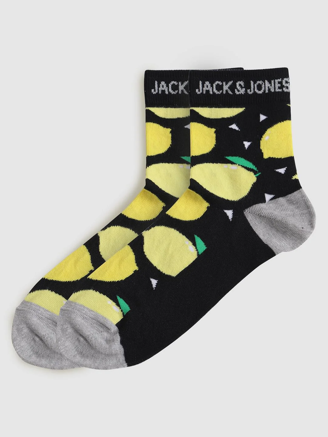 Black Printed Mid Calf Length Socks
