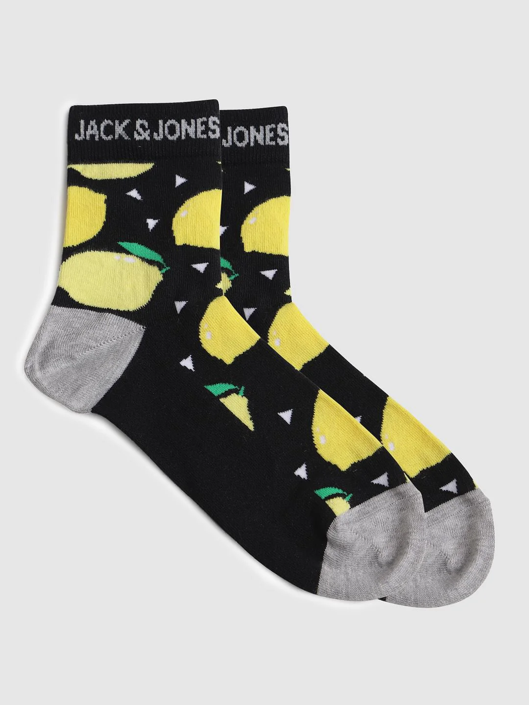 Black Printed Mid Calf Length Socks - Image 2