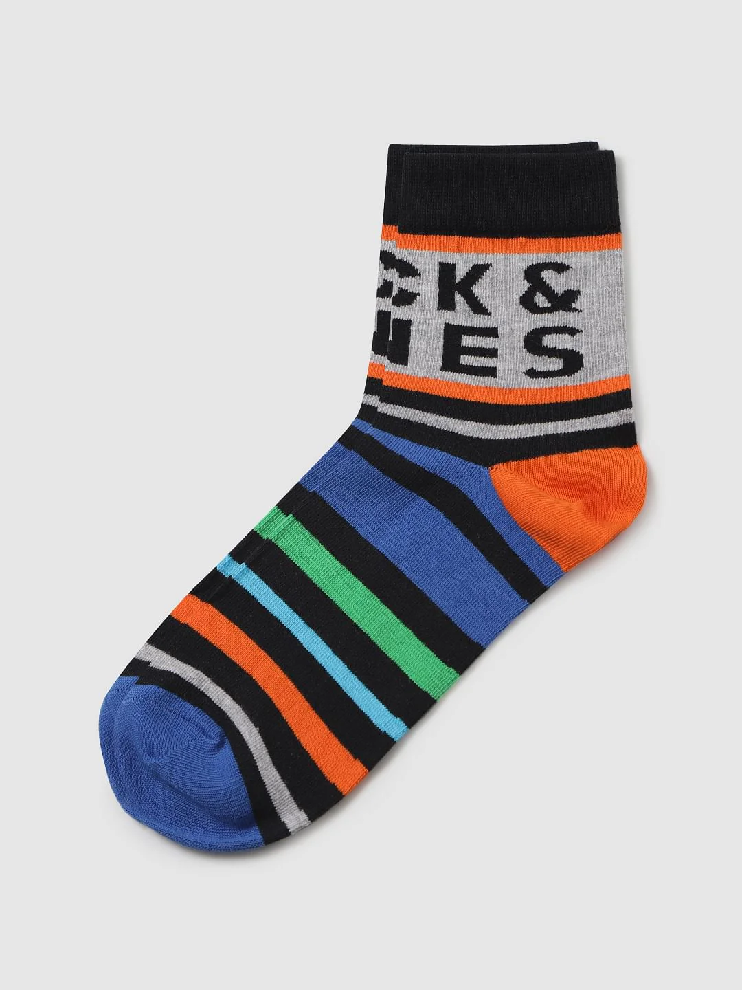 Black Multicoloured Striped Mid Calf Length Pack Of Three Socks - Image 5