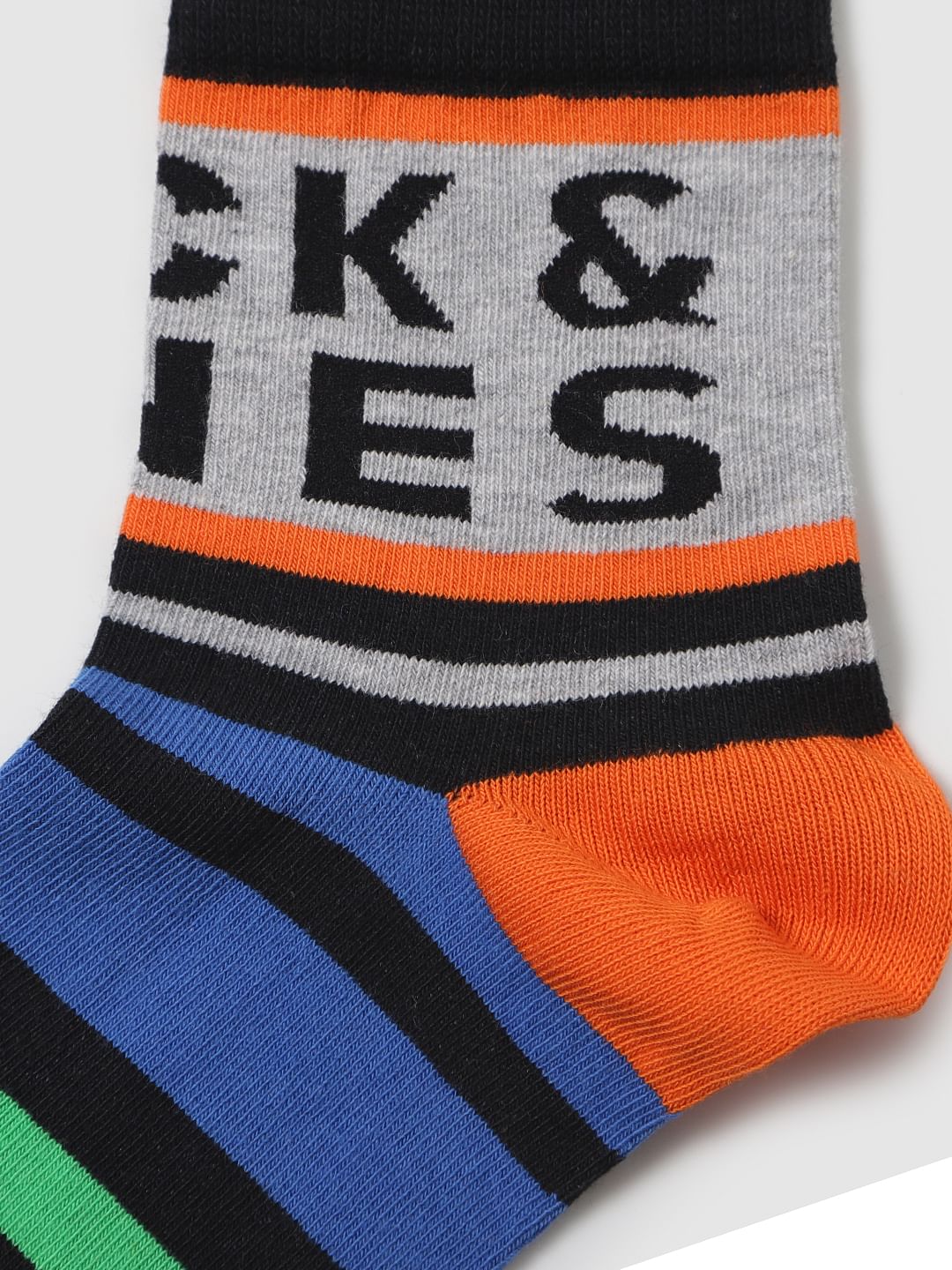 Black Multicoloured Striped Mid Calf Length Pack Of Three Socks - Image 8