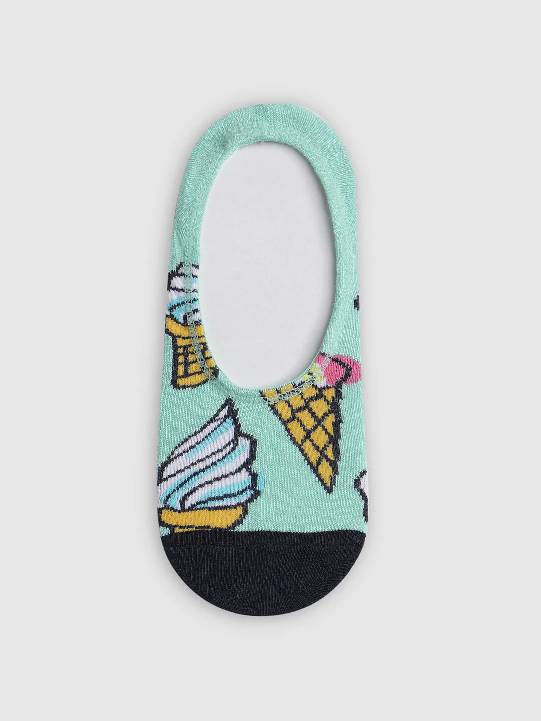 Turquoise Printed No Show Socks