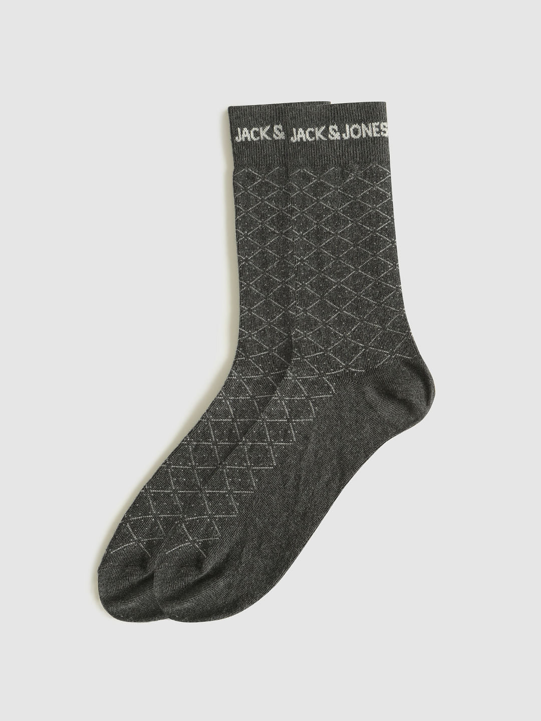 Pack Of Three Printed Mid Calf Length Socks - Grey, Red, Black