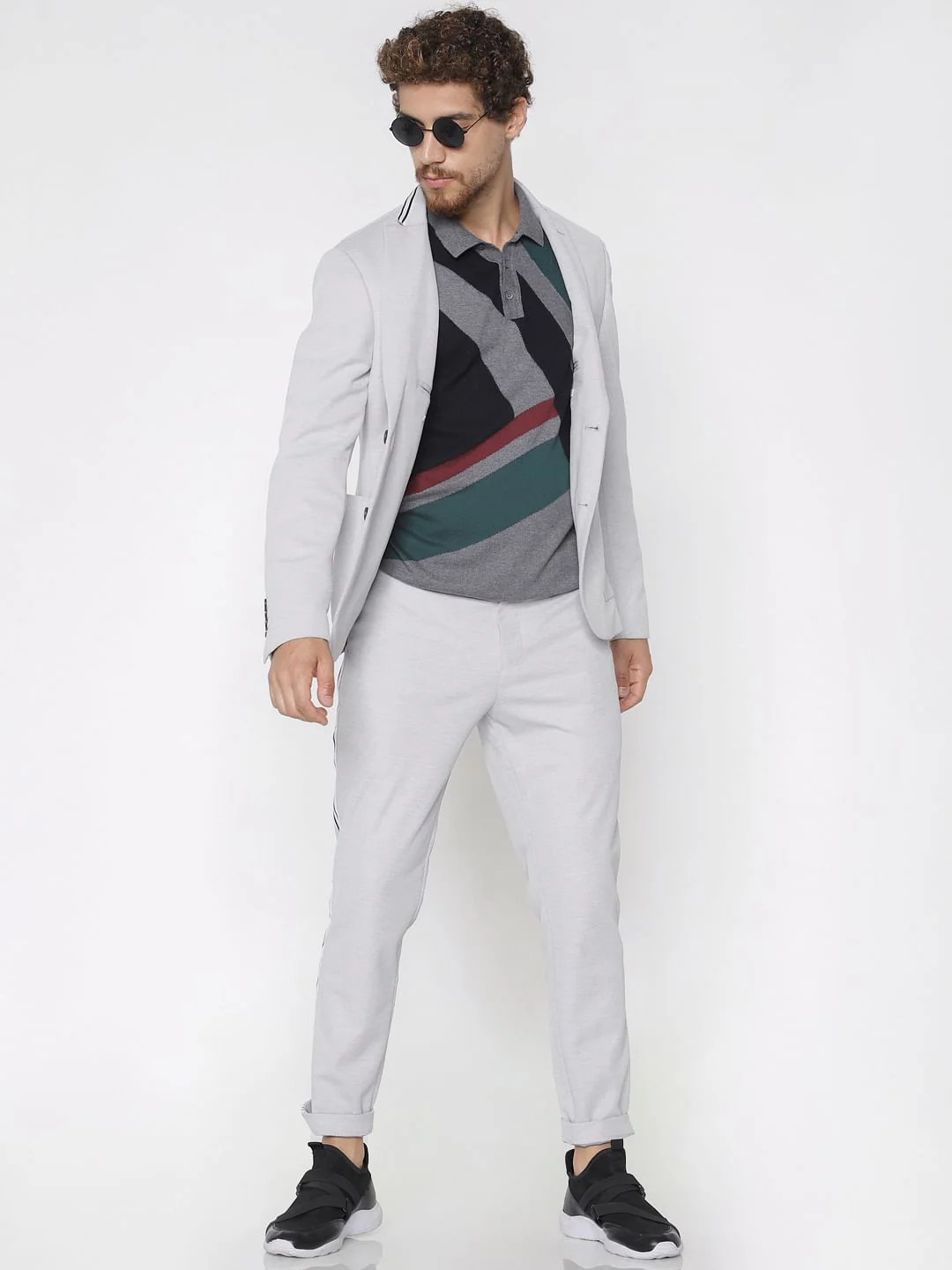 Grey Tape Detail Trousers - Image 2