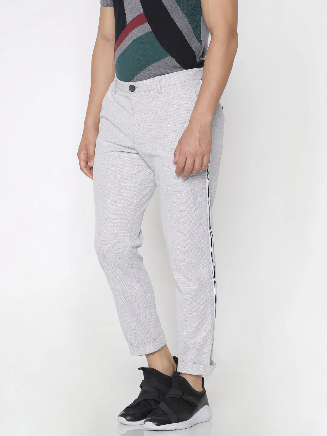 Grey Tape Detail Trousers - Image 3