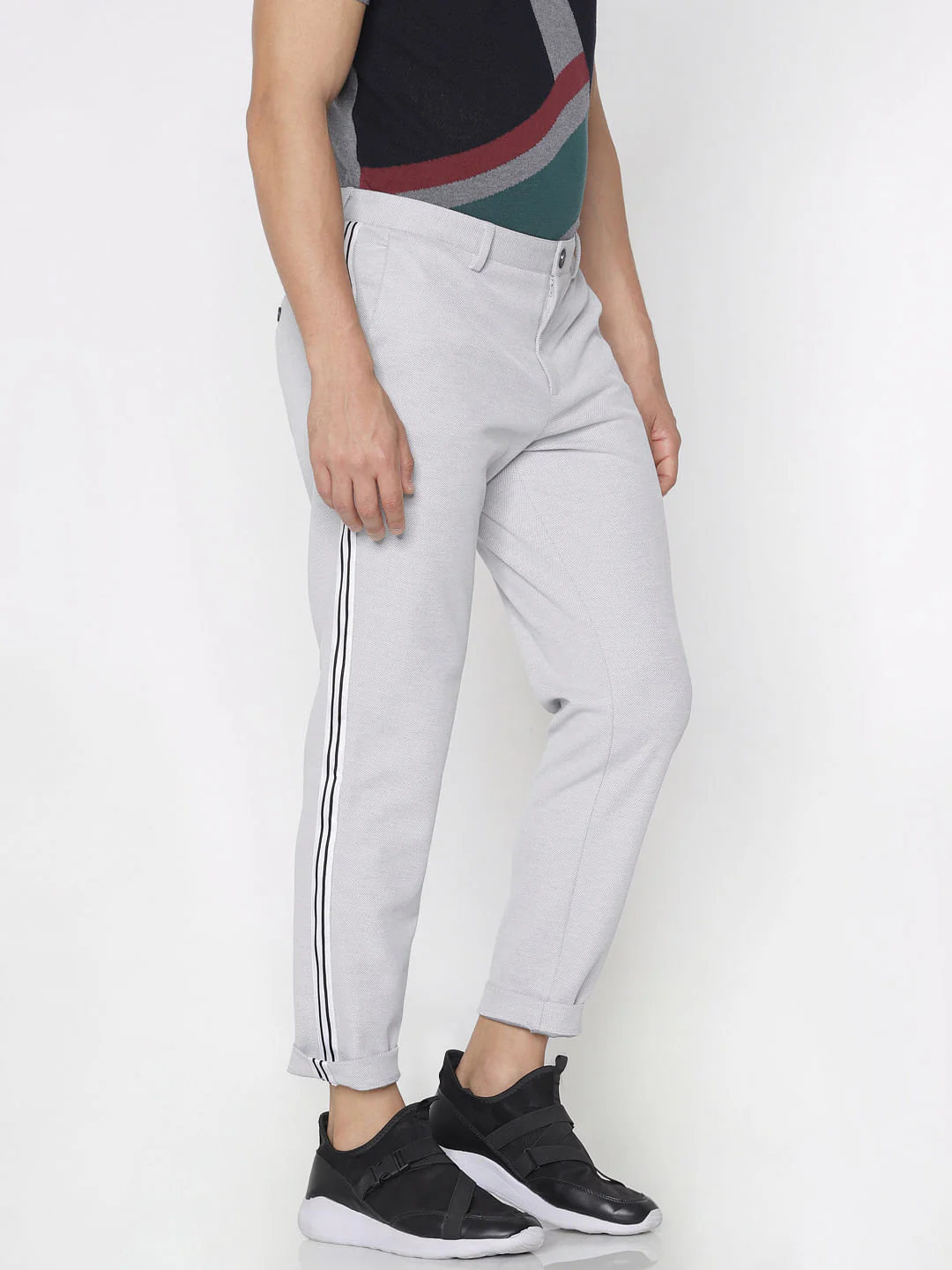Grey Tape Detail Trousers - Image 4