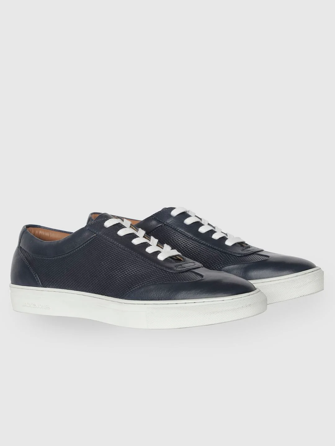 Navy Blue Leather Sneakers