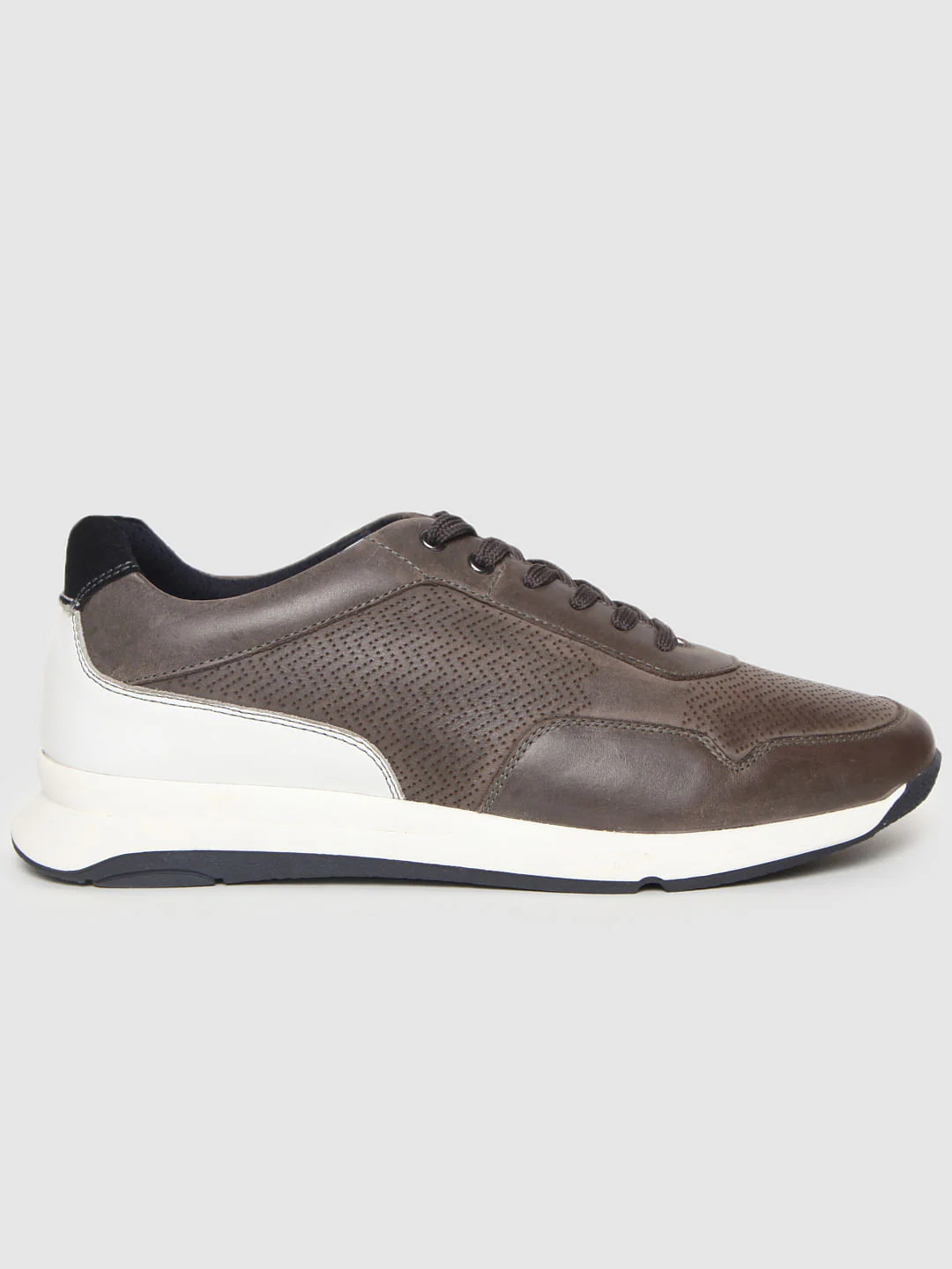 Brown Colourblocked Leather Sneakers - Image 2