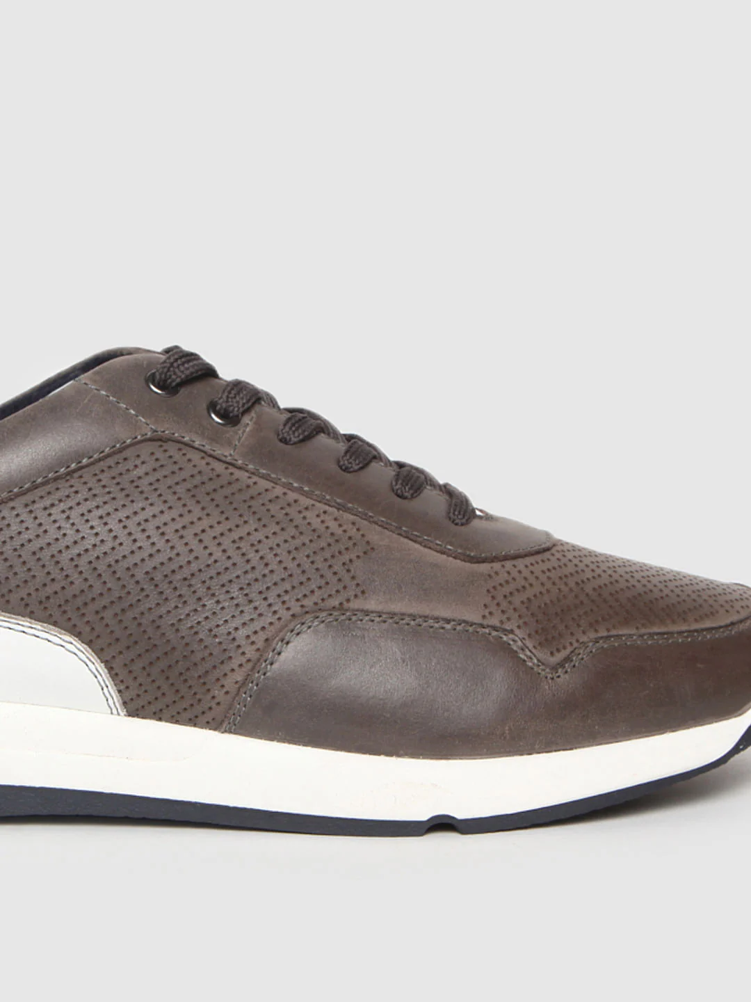 Brown Colourblocked Leather Sneakers - Image 4