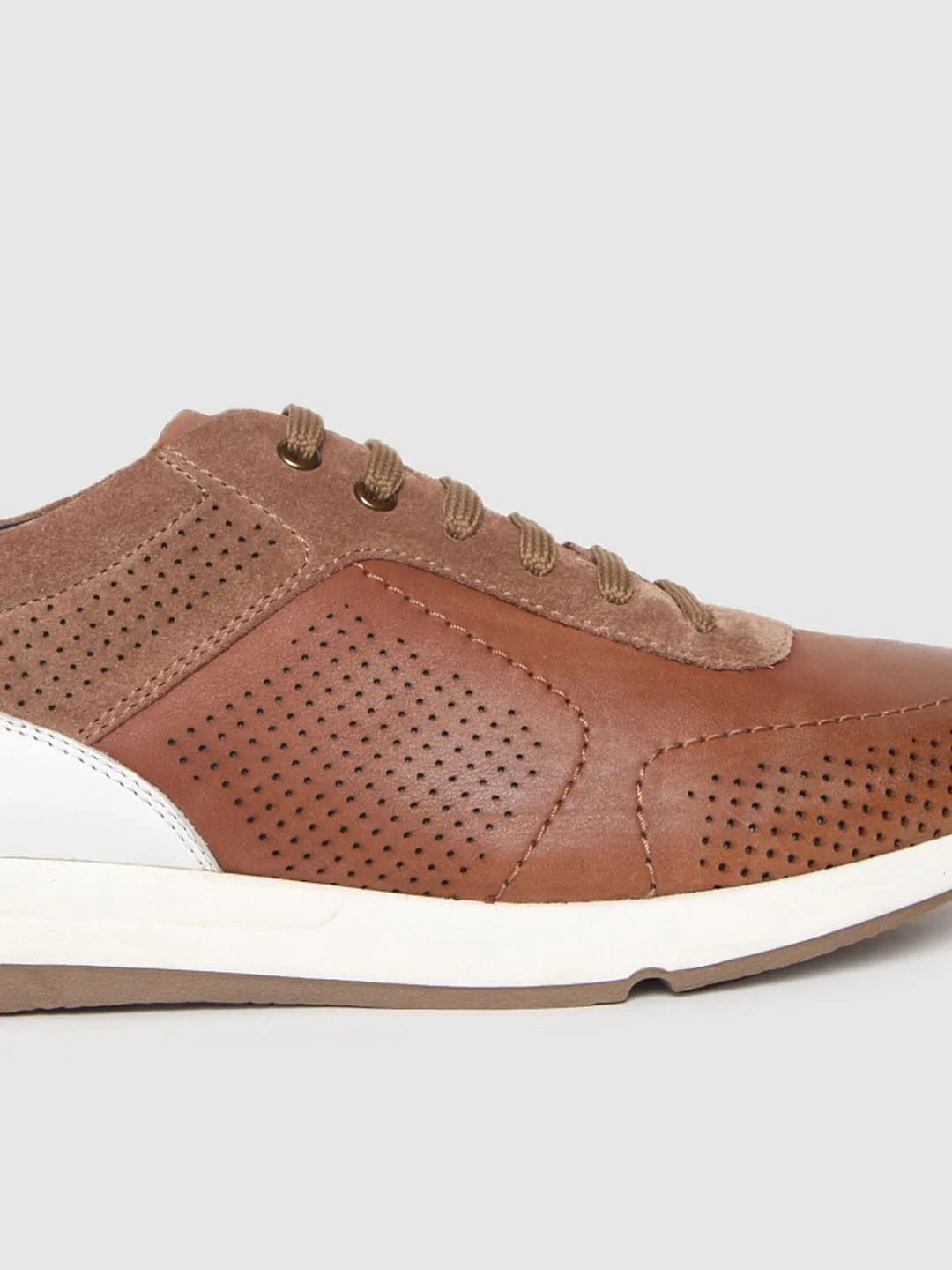 Light Brown Colourblocked Leather Sneakers - Image 4