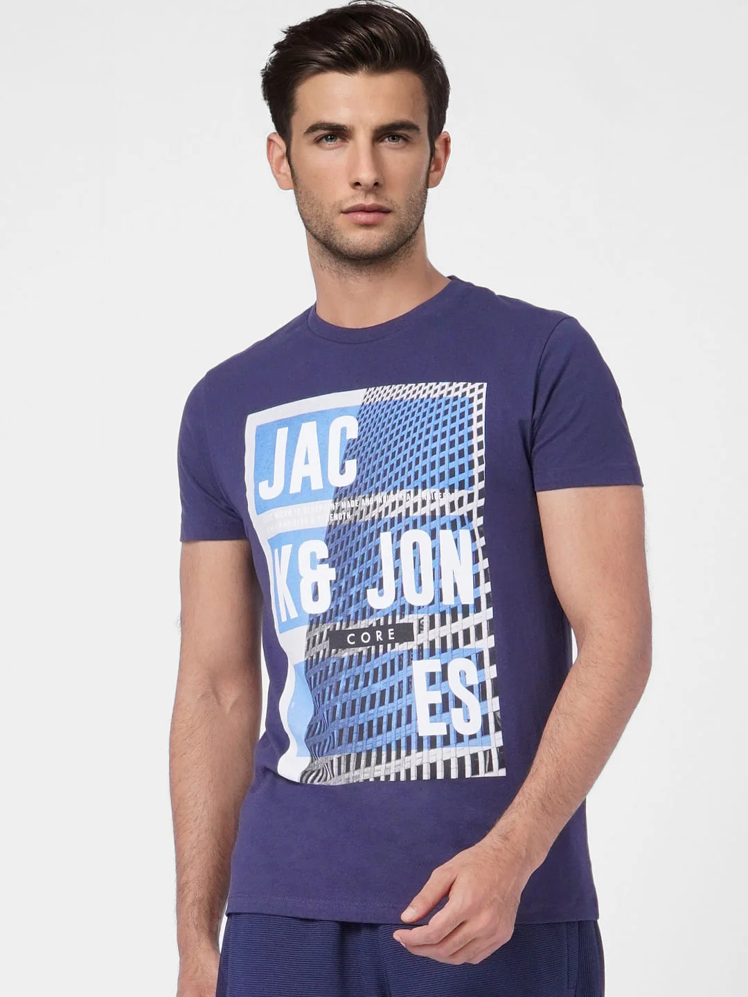 Blue Graphic Print Crew Neck T-shirt - Image 2