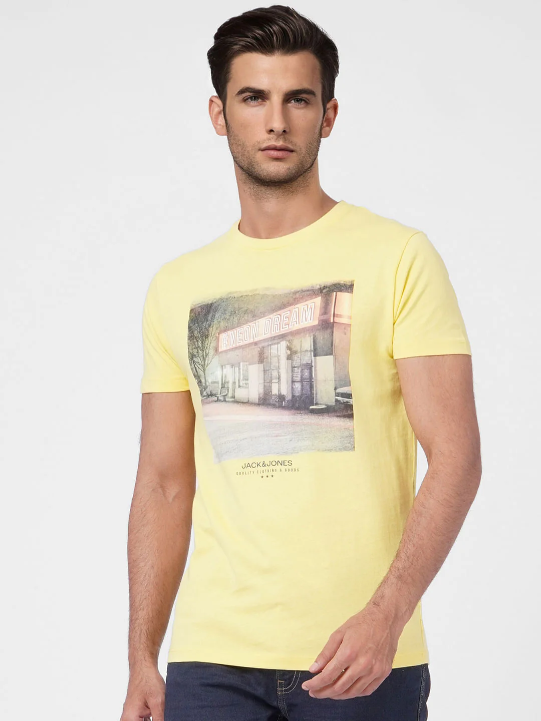 Yellow Graphic Print Crew Neck T-shirt - Image 2