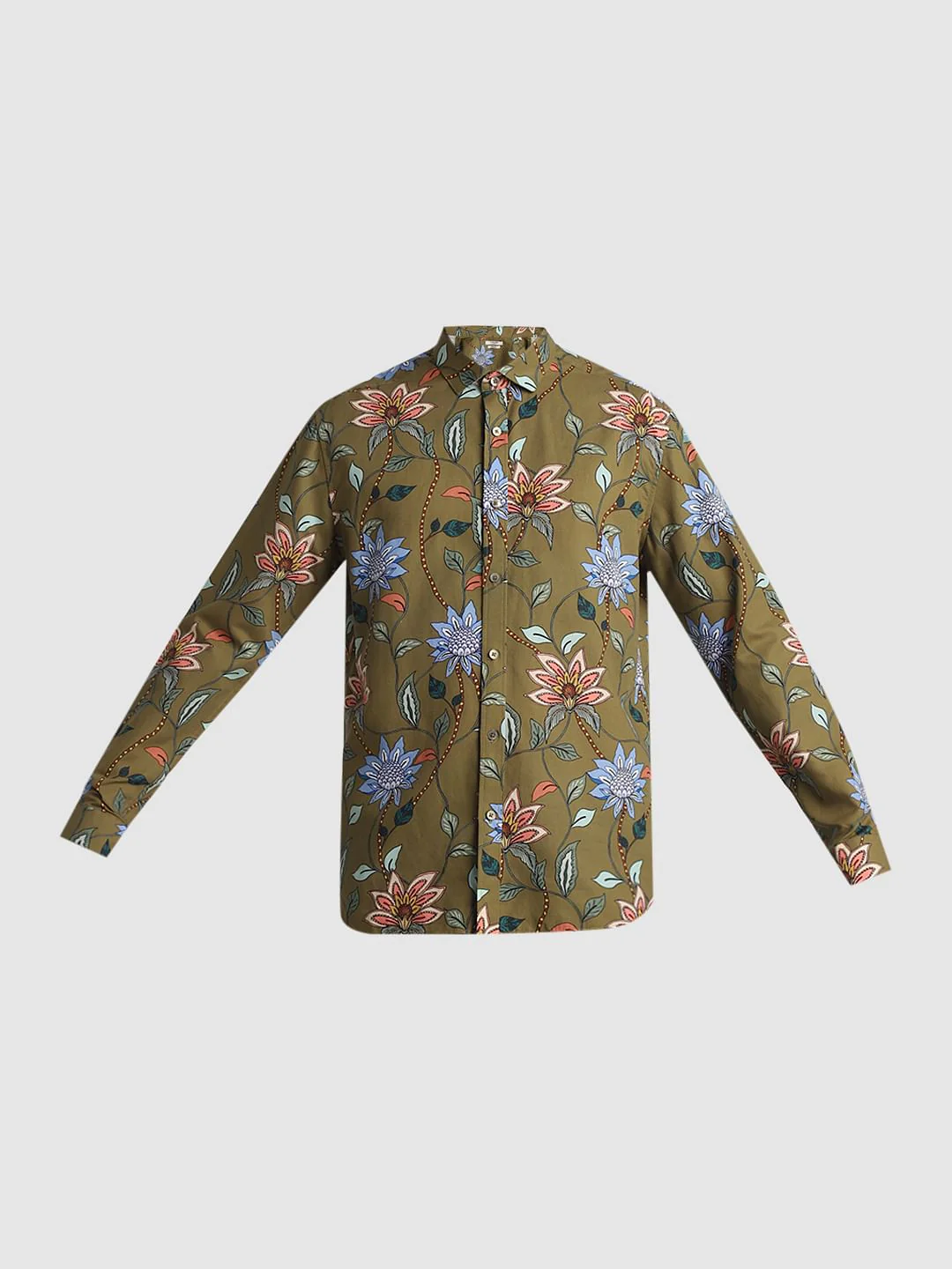 Green Floral Full Sleeves Shirt - Image 7