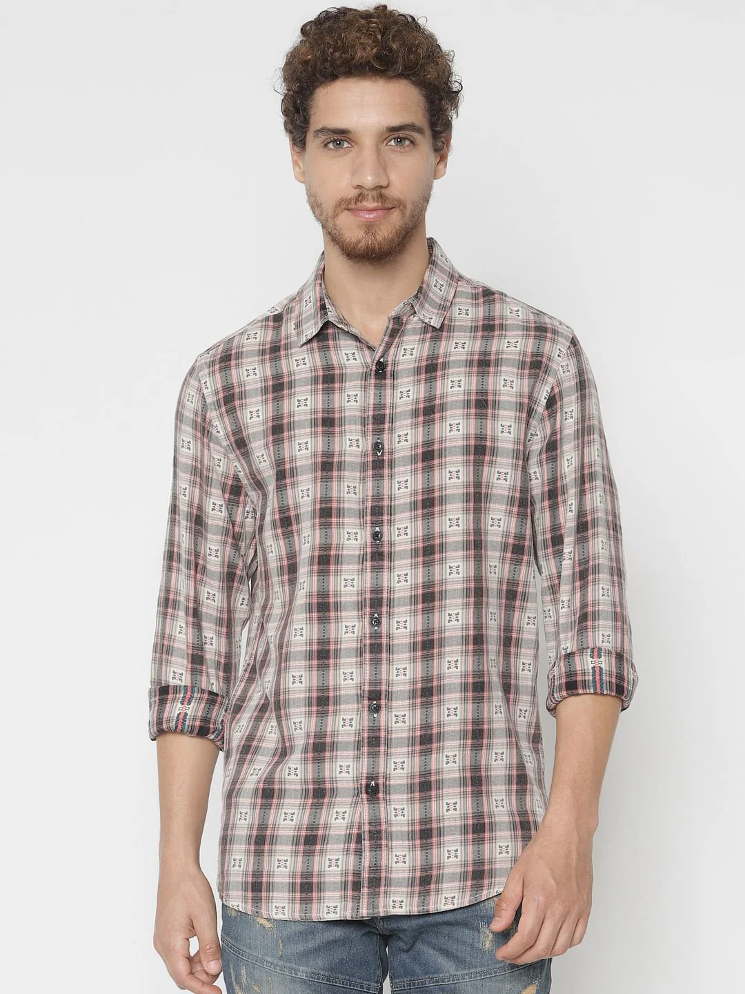 Brown Printed Full Sleeves Shirt