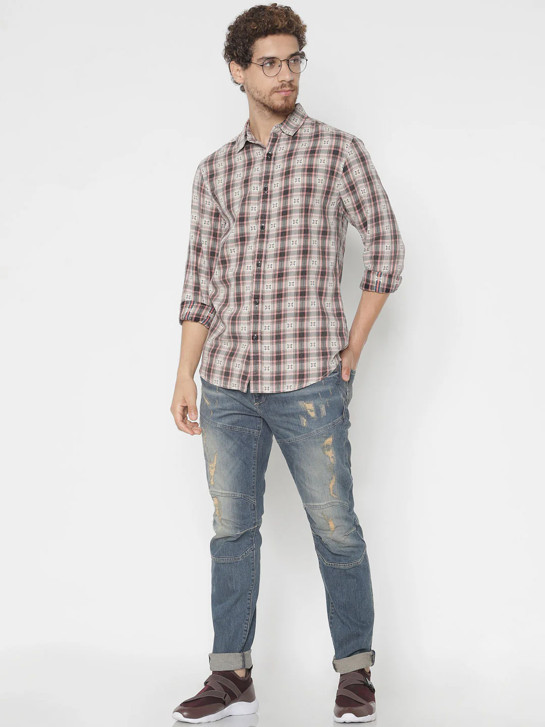 Brown Printed Full Sleeves Shirt - Image 6