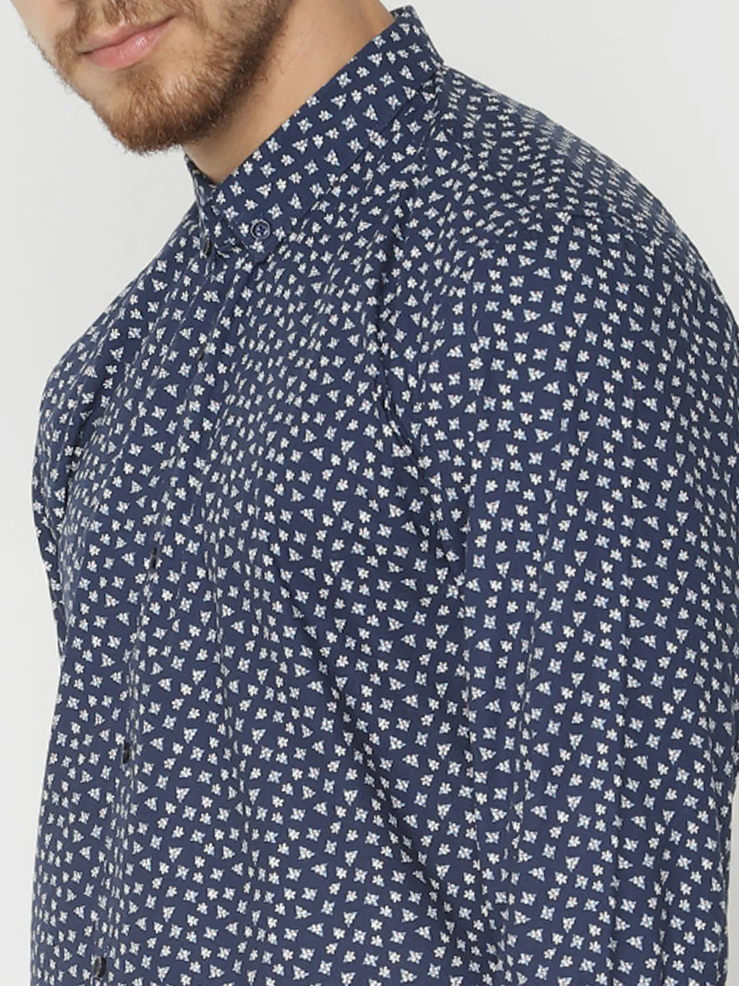 Navy Blue Printed Full Sleeves Shirt - Image 6