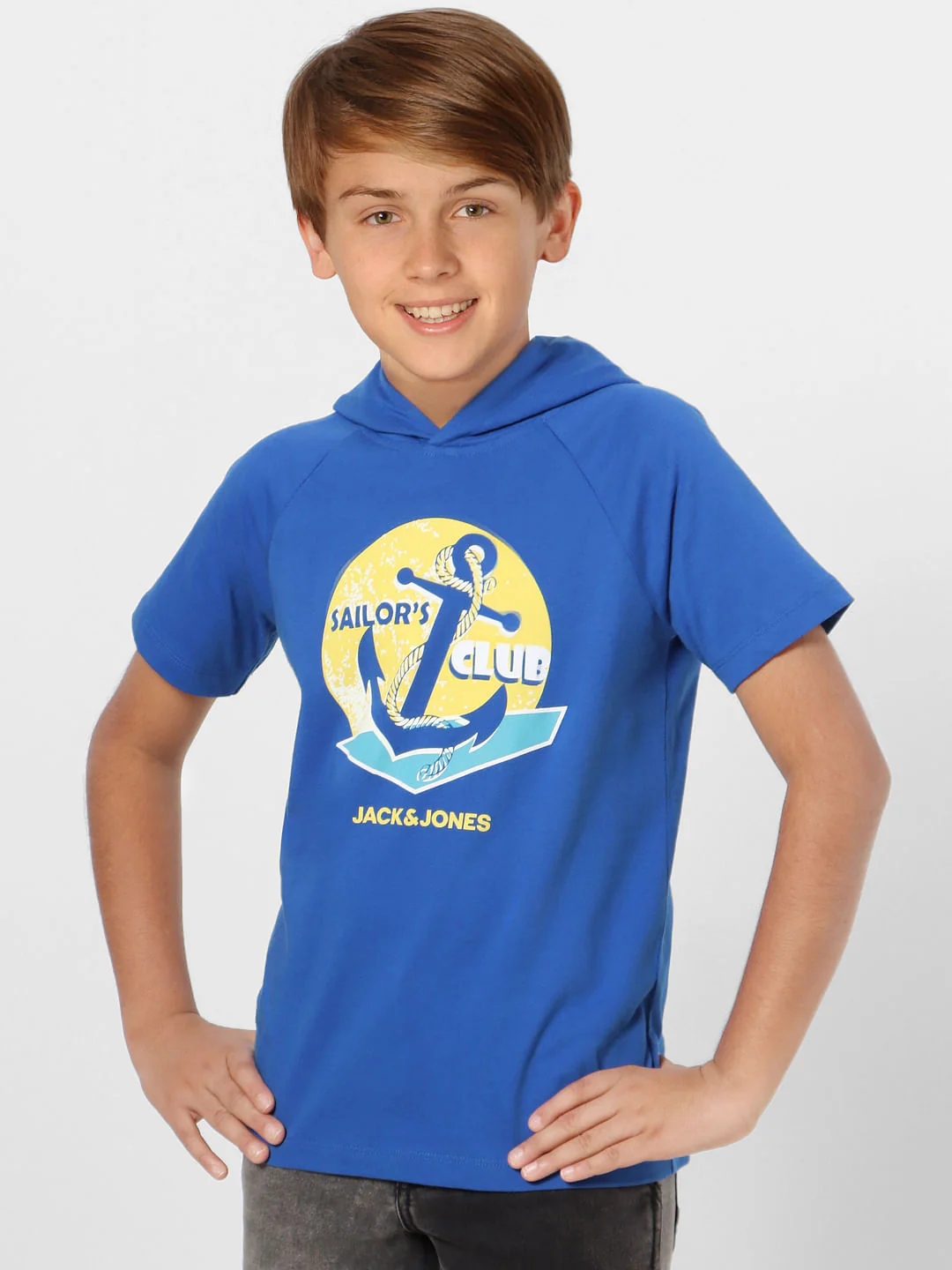 Boys Blue Hooded T-shirt - Image 3