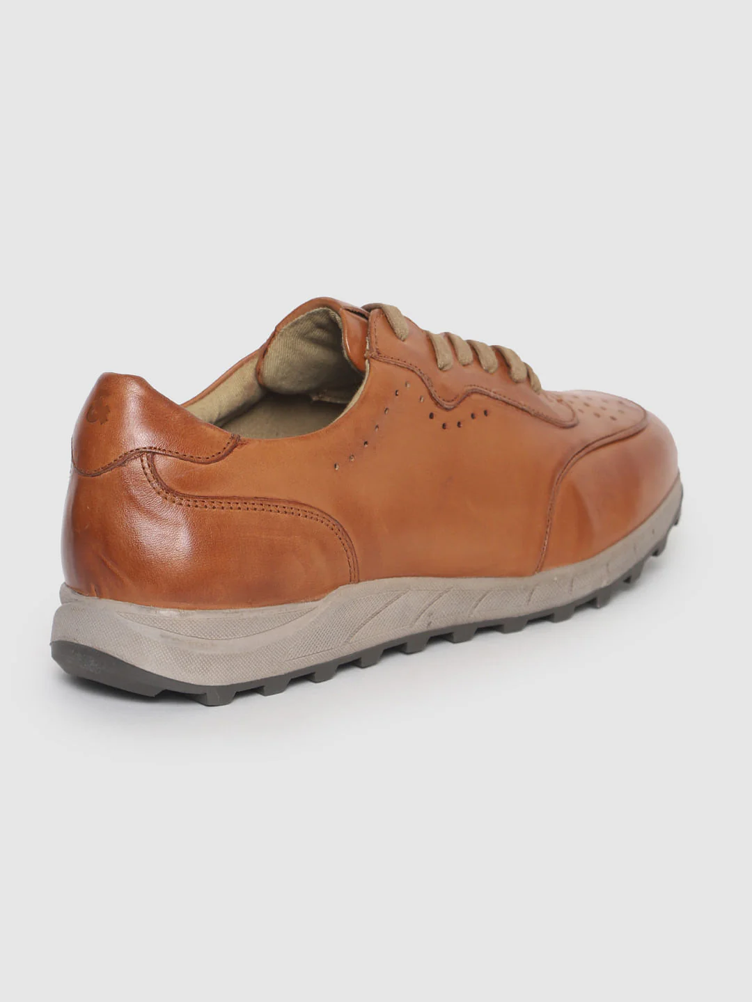 Tan Perforated Leather Sneakers - Image 2