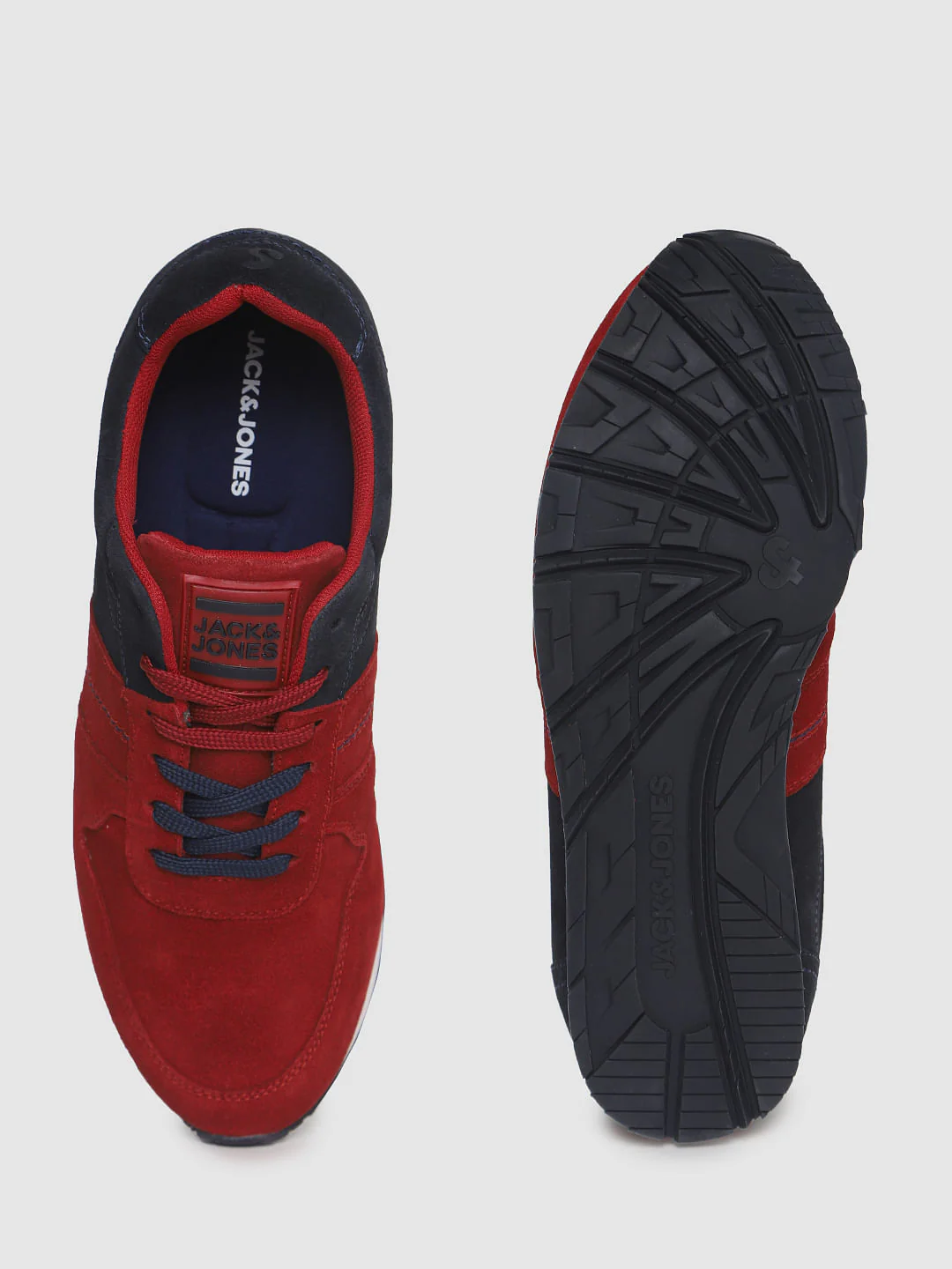 Red Colourblocked Suede Sneakers - Image 3