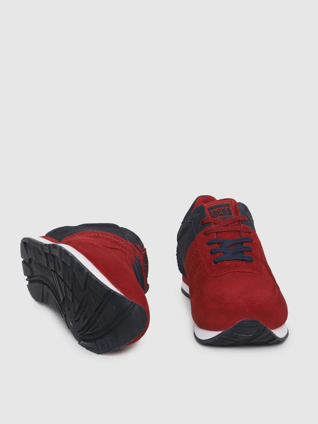 Red Colourblocked Suede Sneakers - Image 4