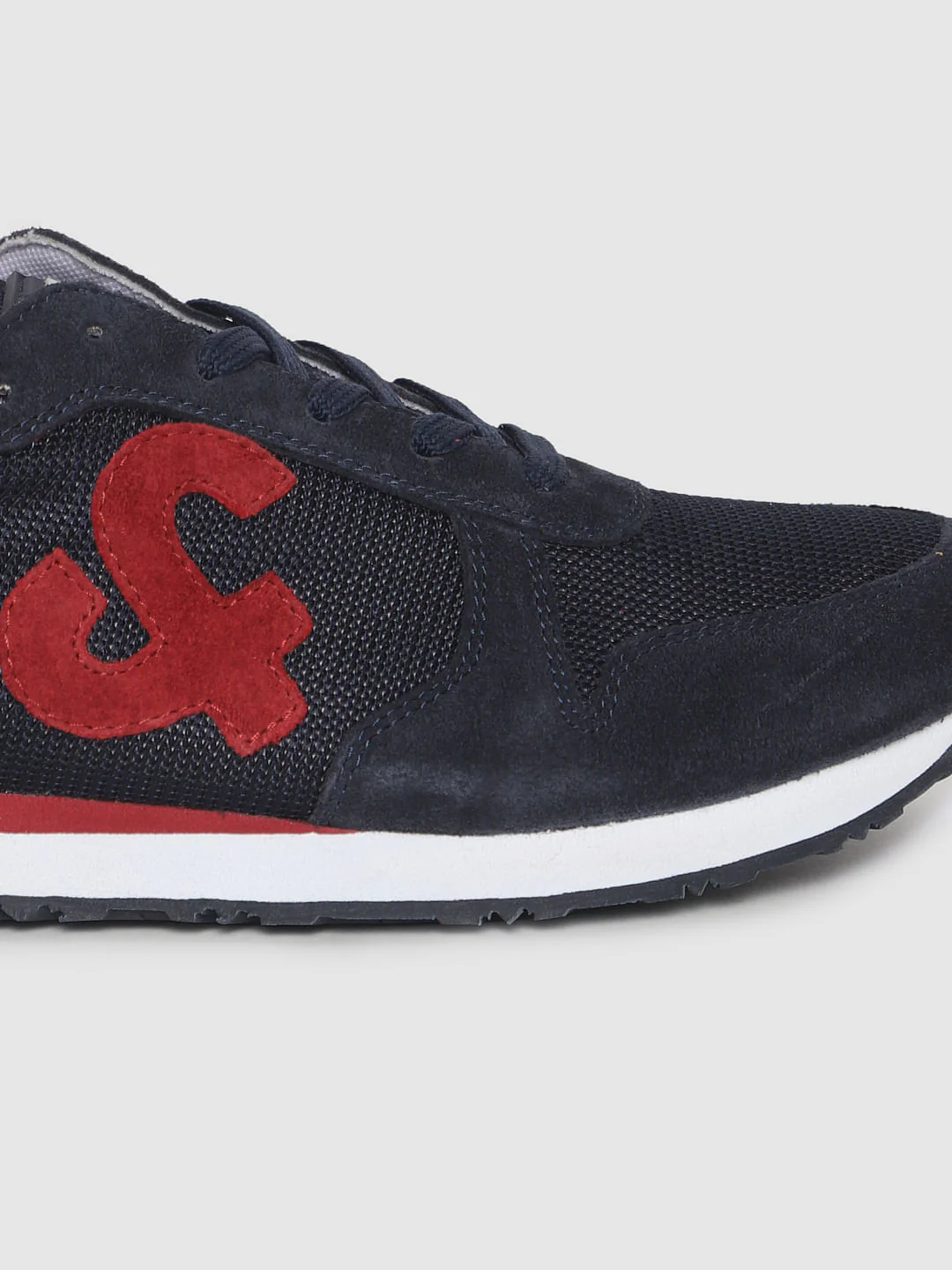 Navy Blue Mesh Suede Sneakers - Image 6