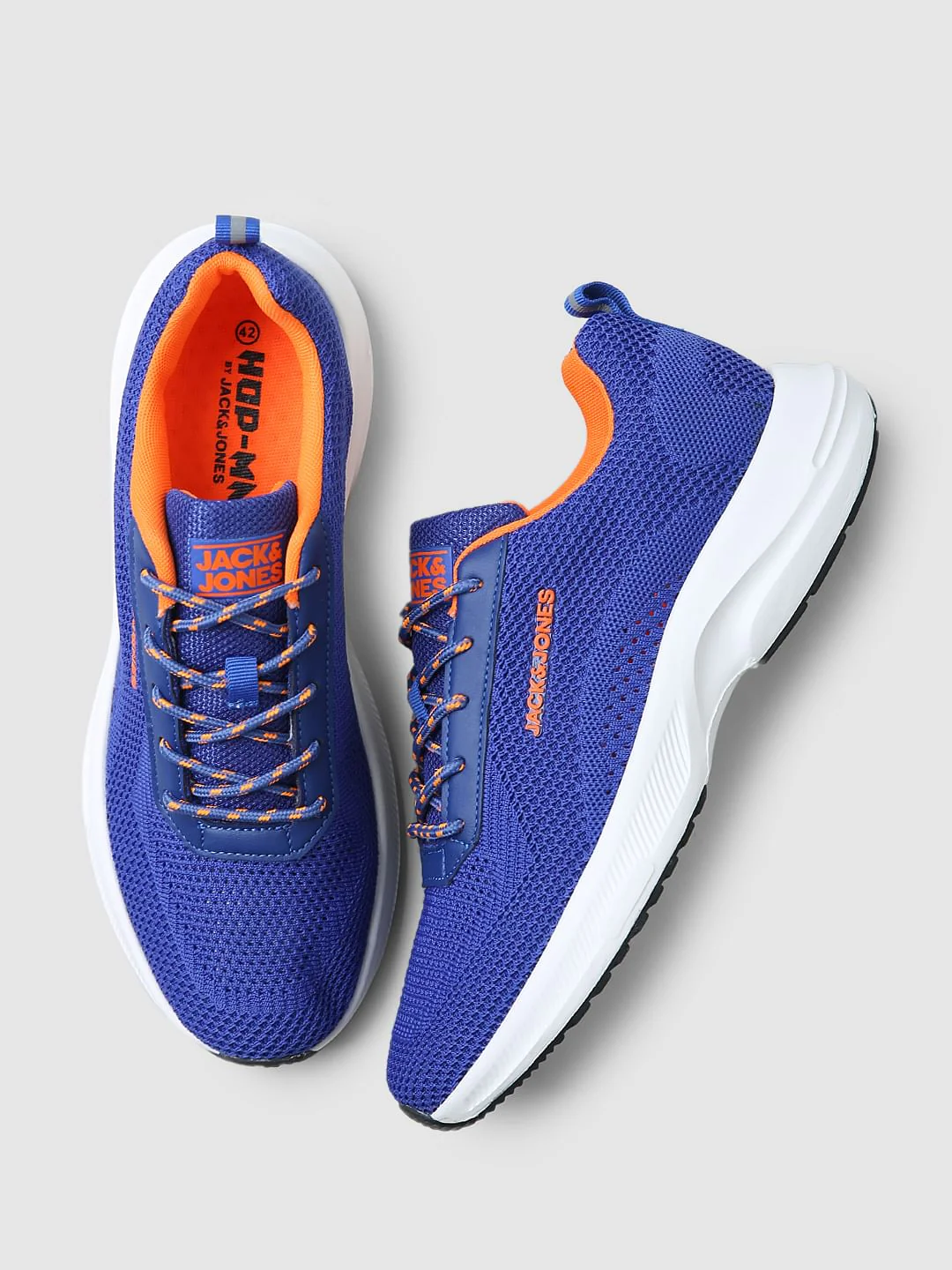 Blue Logo Print Knit Sneakers - Image 2