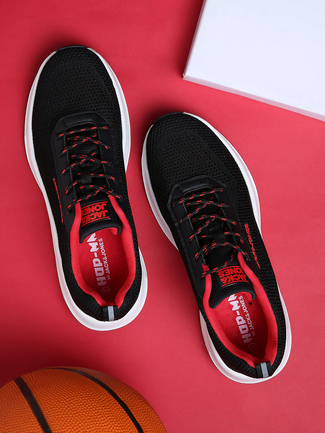 Black Logo Print Knit Sneakers