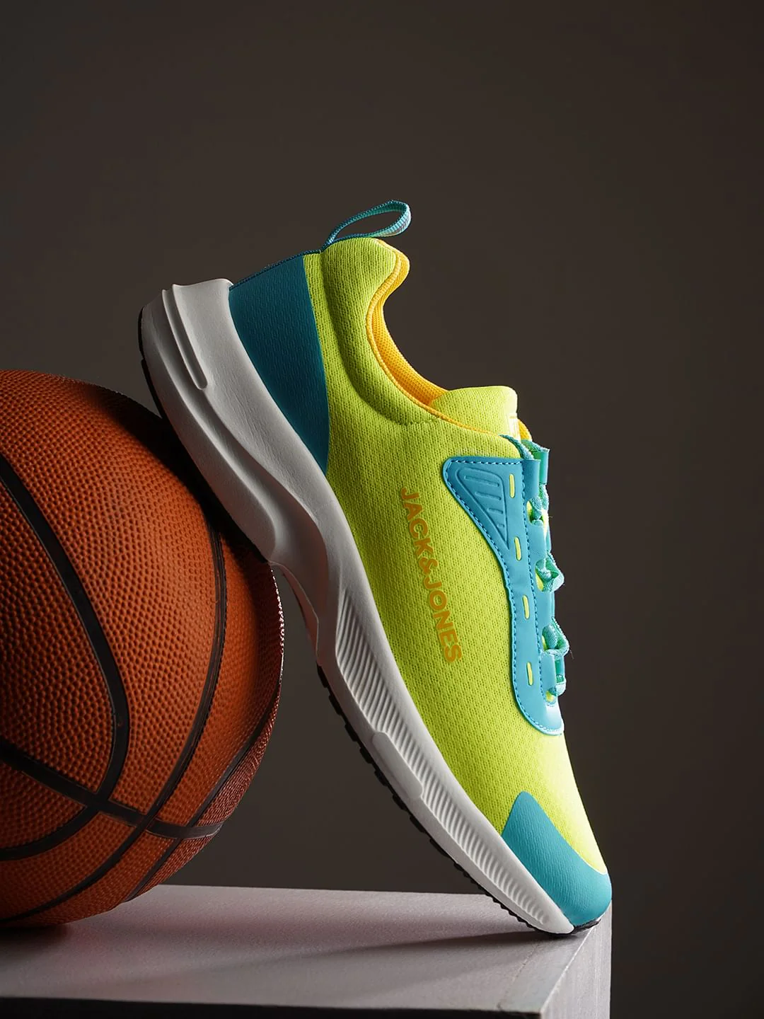 Lime Colourblocked Mesh Sneakers