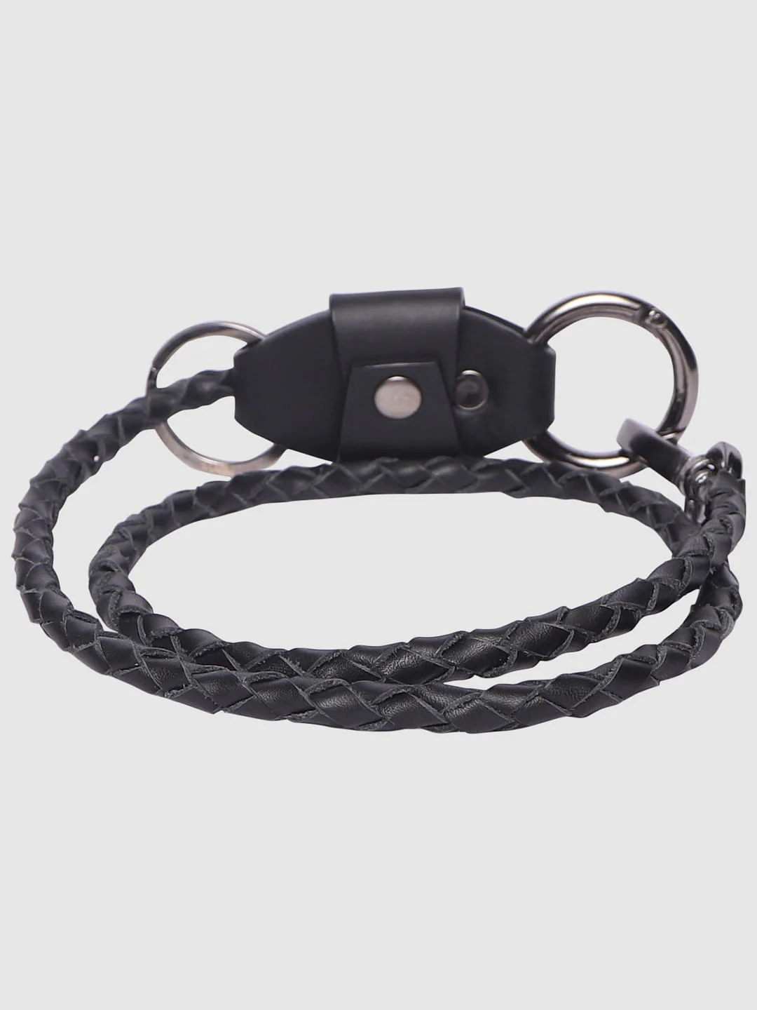 Black Braided Leather Lanyard - Image 3