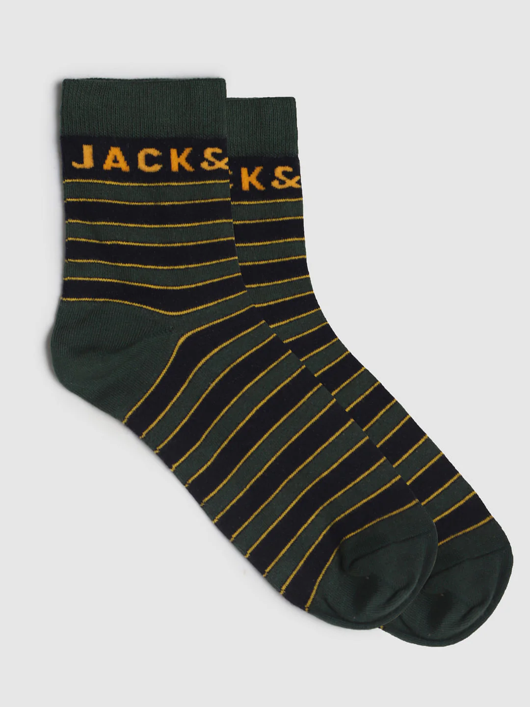 Green Striped Mid Calf Length Socks