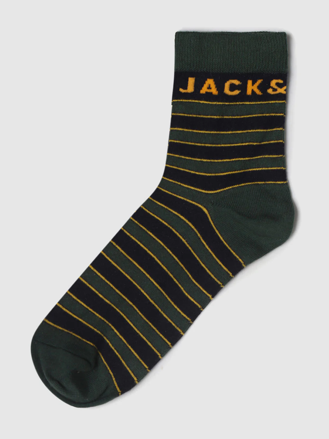 Green Striped Mid Calf Length Socks - Image 2
