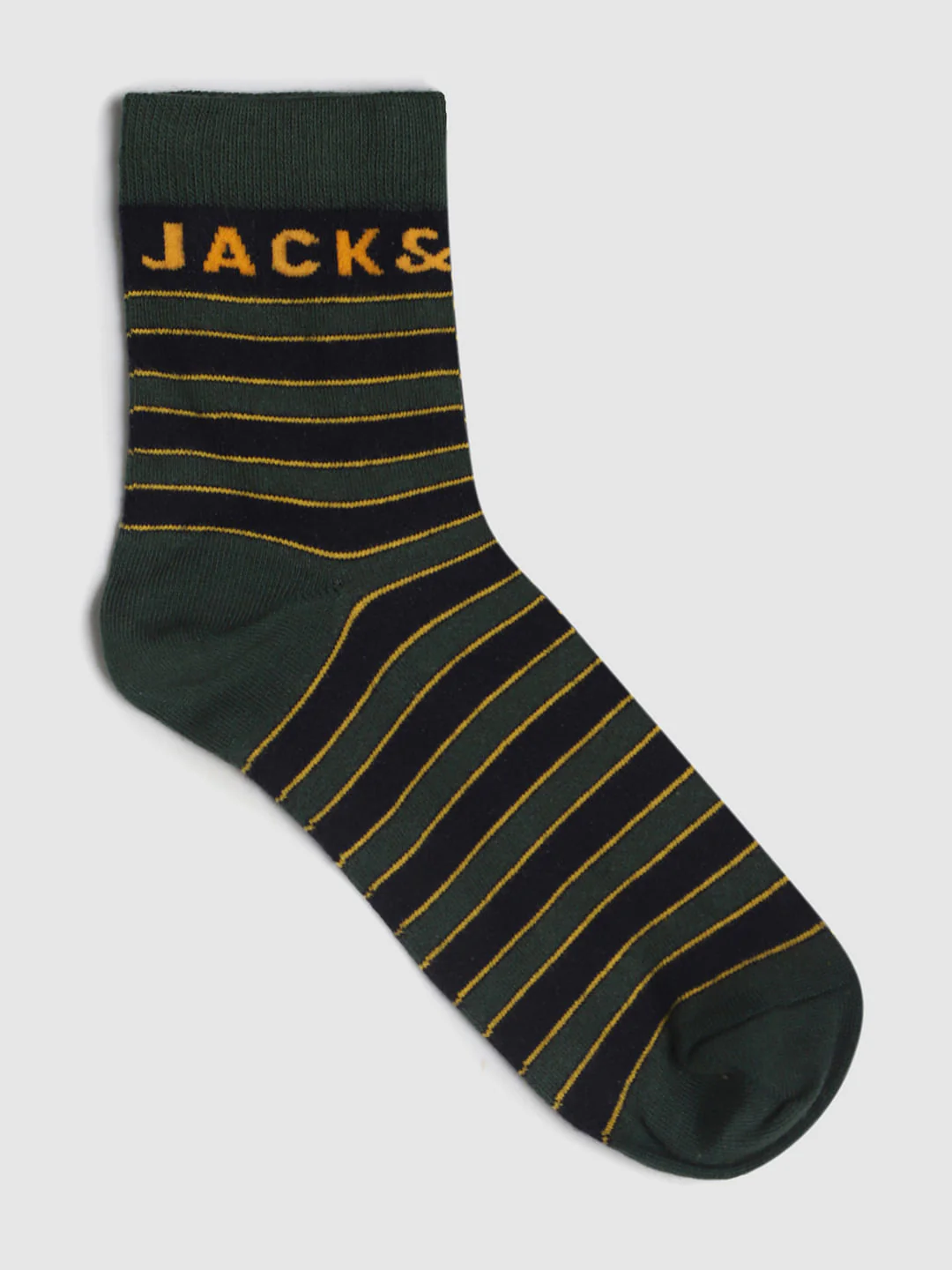 Green Striped Mid Calf Length Socks - Image 3
