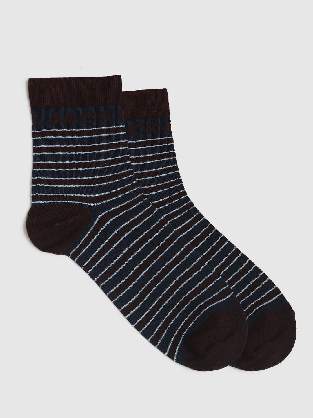 Maroon Striped Mid Calf Length Socks