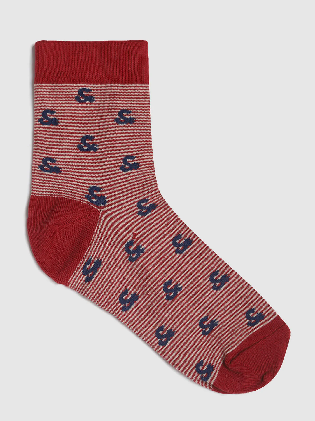 Red Printed Mid Calf Length Socks - Image 3