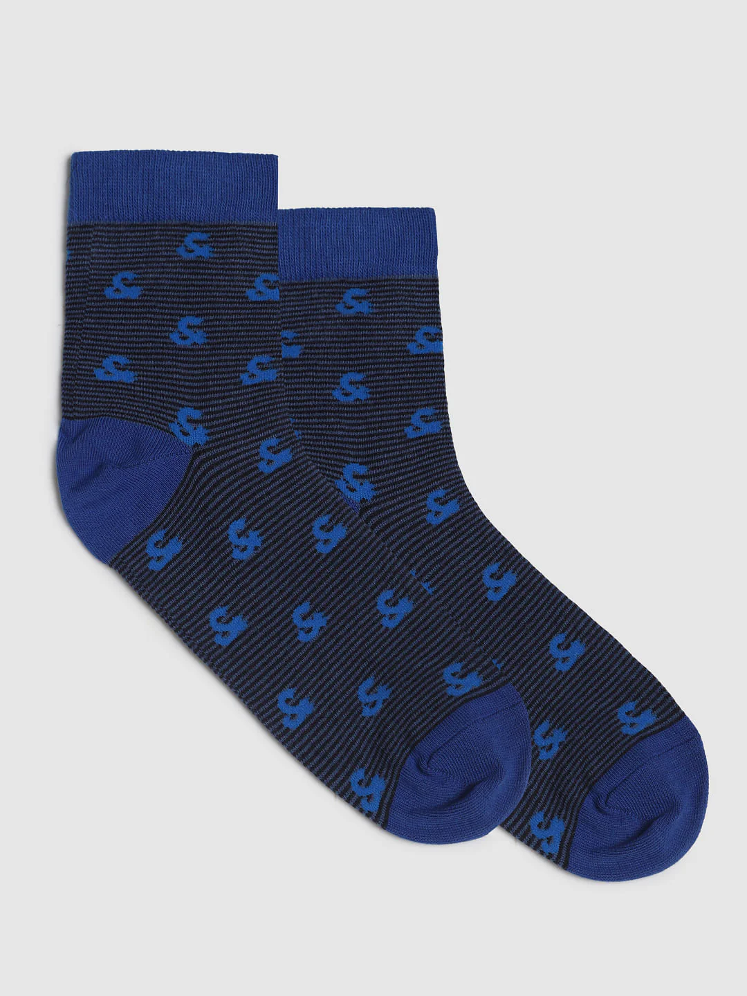 Blue Printed Mid Calf Length Socks