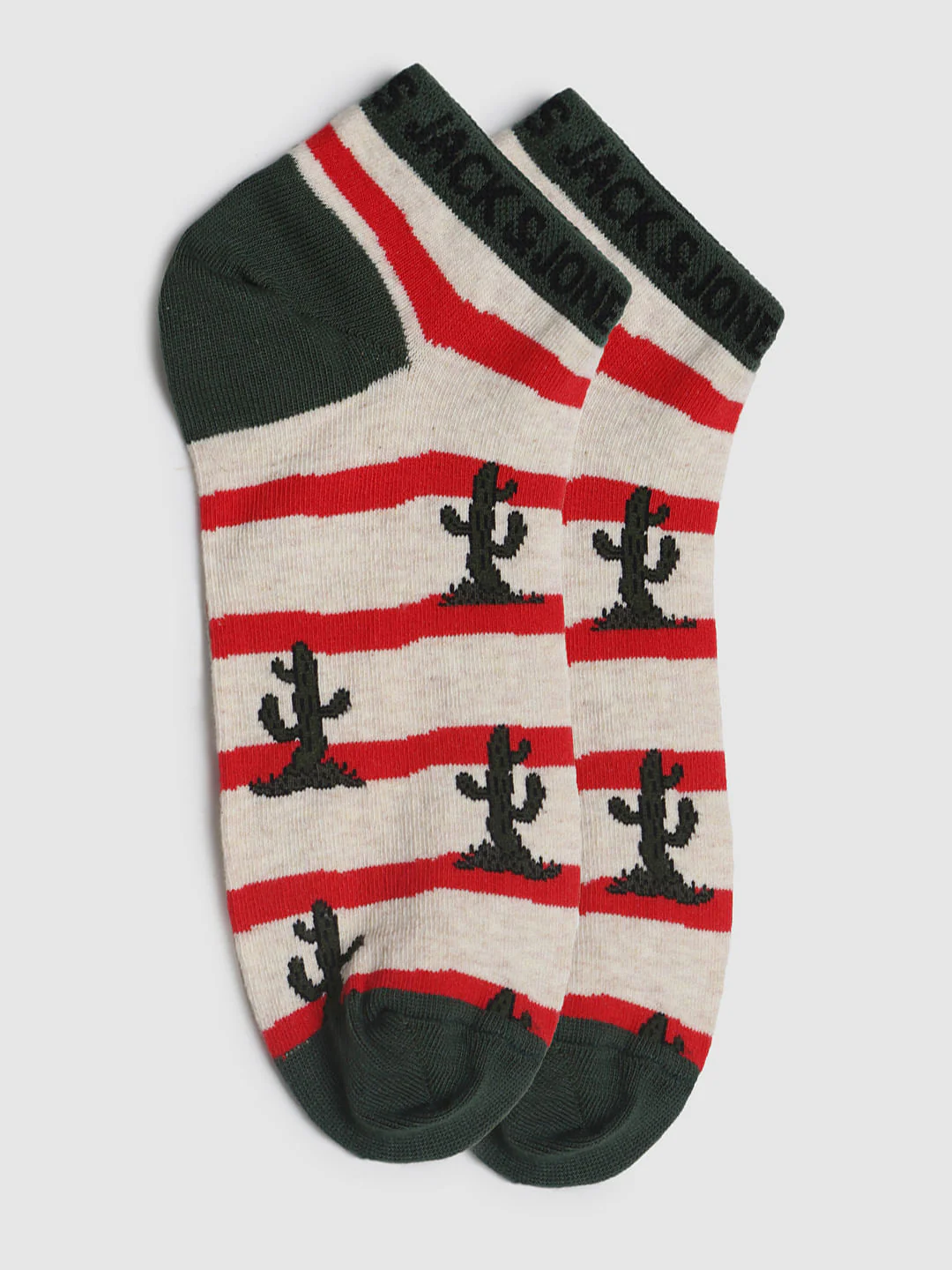 Green Striped Ankle Length Socks