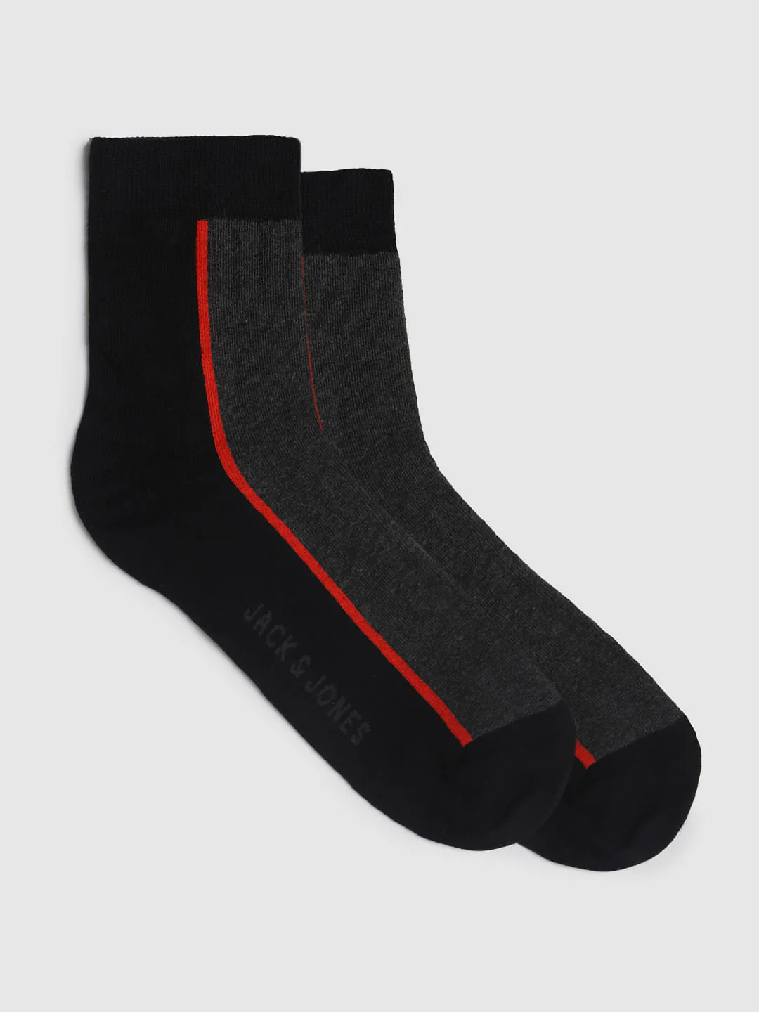 Black Colourblocked Mid Calf Length Socks