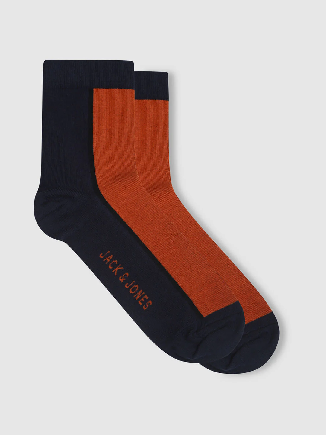 Navy Blue Colourblocked Mid Calf Length Socks