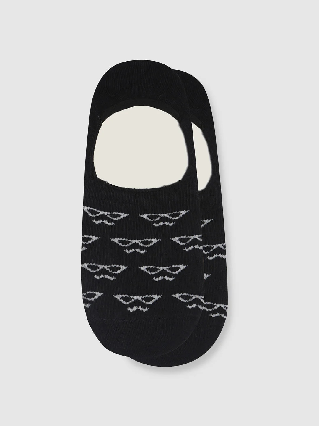 Black Printed No Show Socks