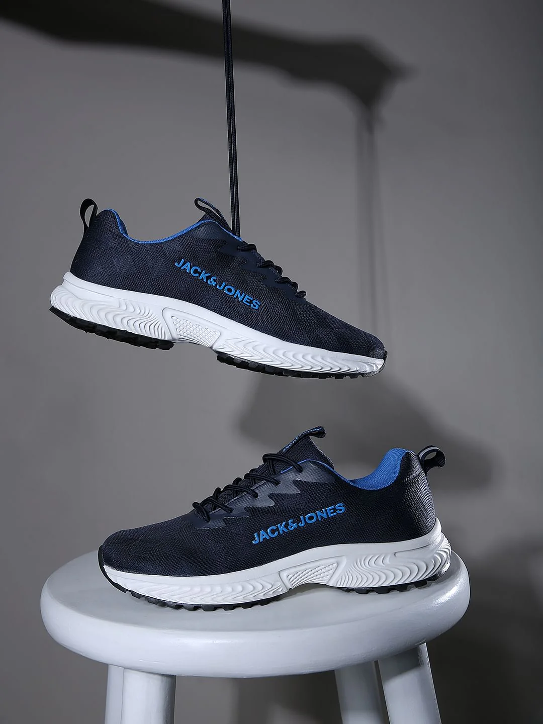 Blue Printed Mesh Sneakers
