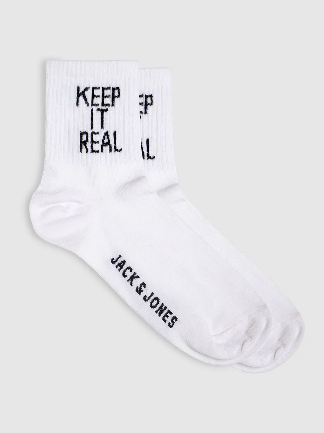 White Logo Print Mid Calf Length Socks