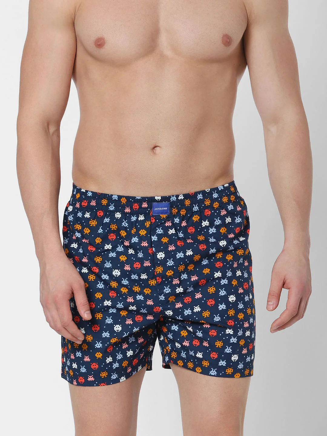 Blue Pixel Alien Print Boxers
